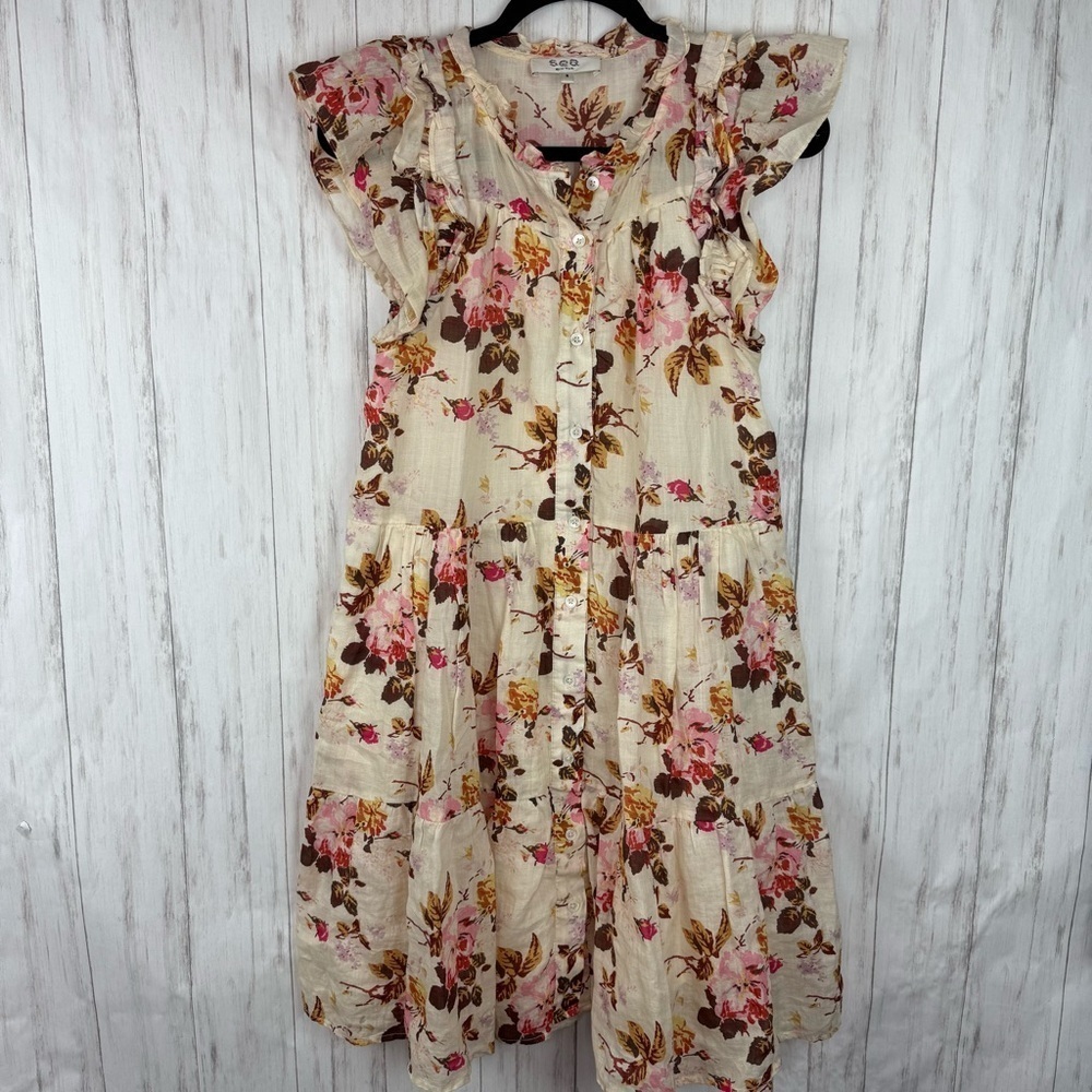 SEA Esme smocked midi dress Small retail $395